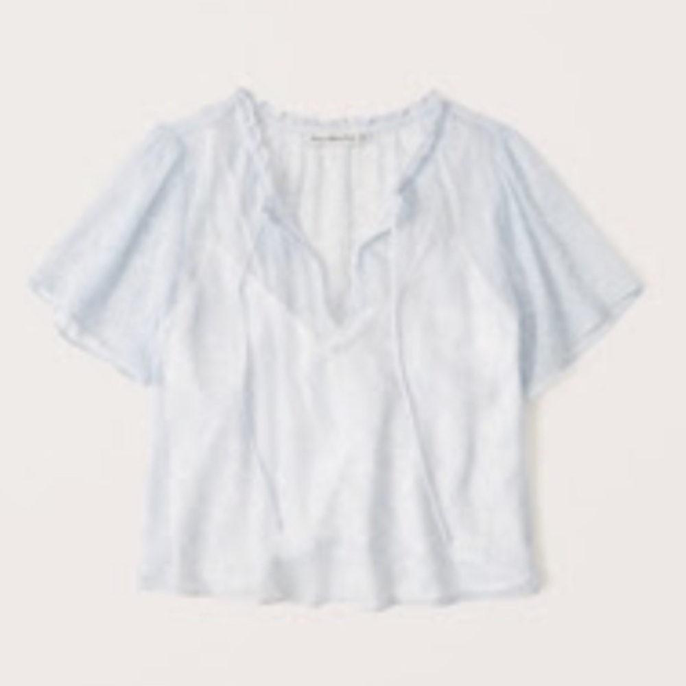Abercrombie & Fitch Light Blue Tie Front Chiffon Top size XS